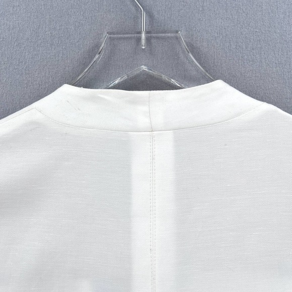 ENZA COSTA Twill Belted Jacket Womens Small Off White Linen Blazer Wrap NEW - Picture 11 of 16